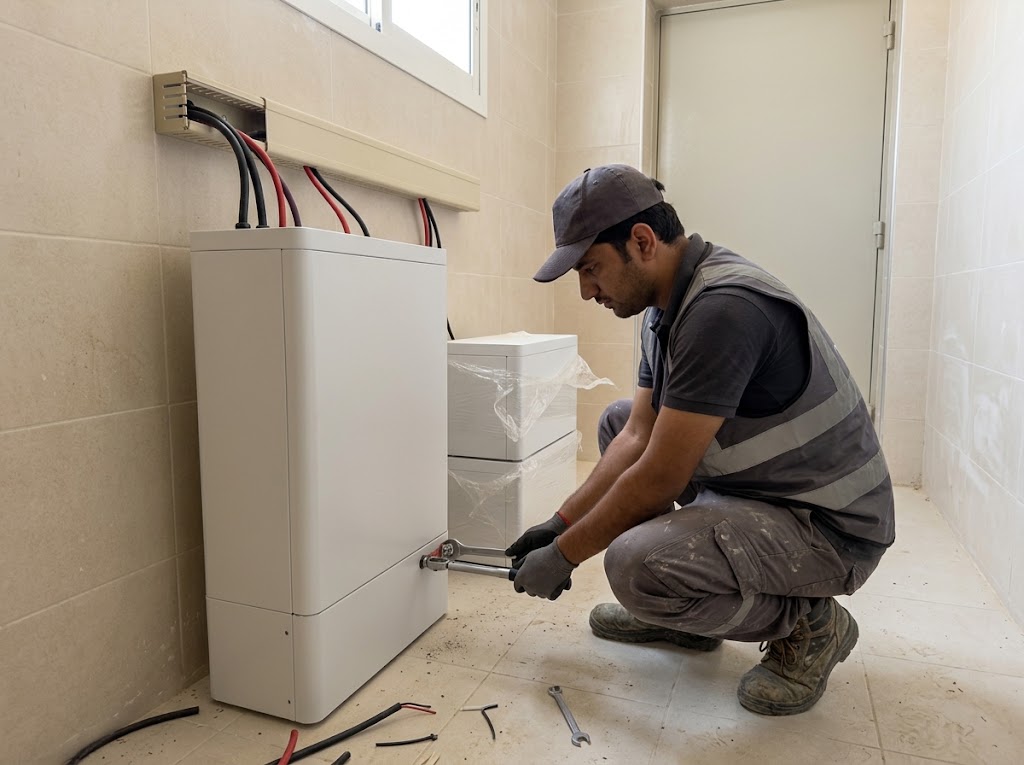 Installing a home battery storage cabinet in a utility room