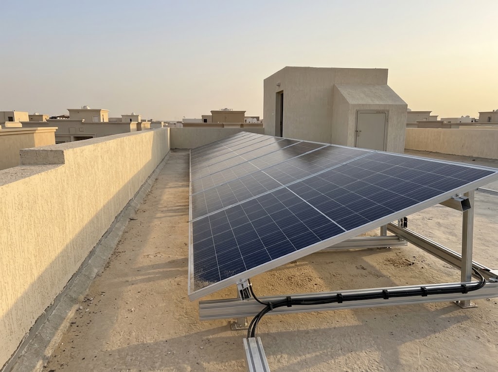 Completed rooftop solar array on a residential villa