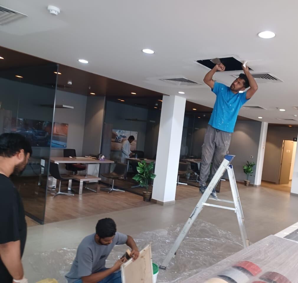 Ceiling cassette installation during a showroom fit-out